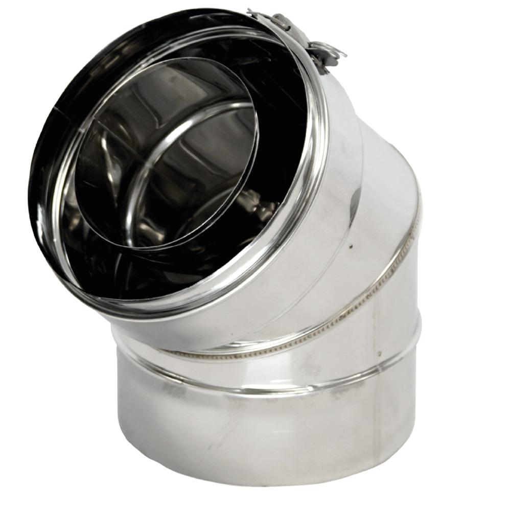 Double Wall S.S Elbow With Locking Band 45° For Gas