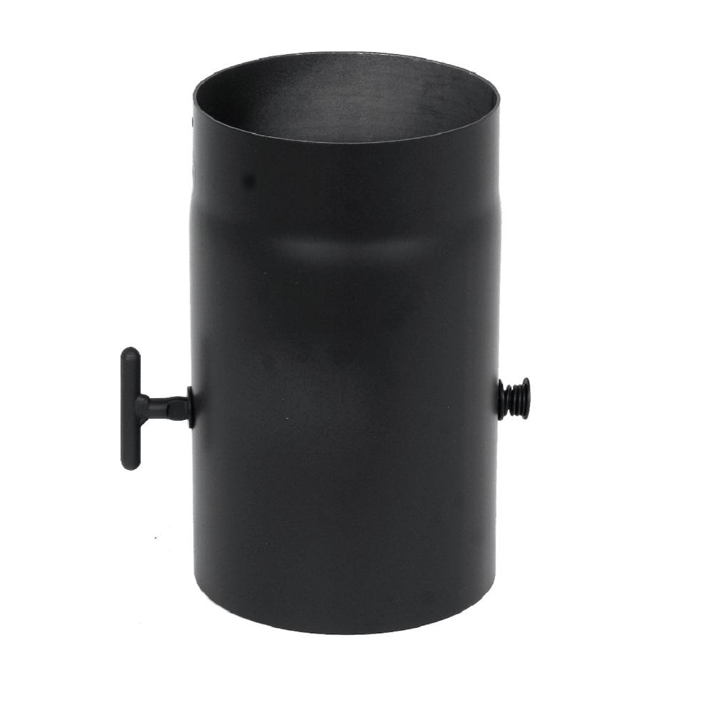 Single Wall Black Chimney With Draught Regulator, L:25cm 