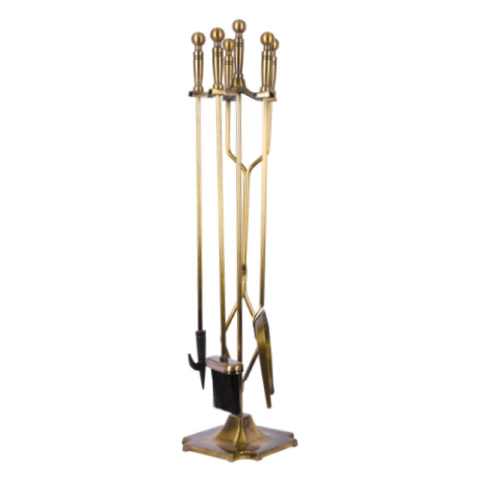 Antique Brass Fire Set 