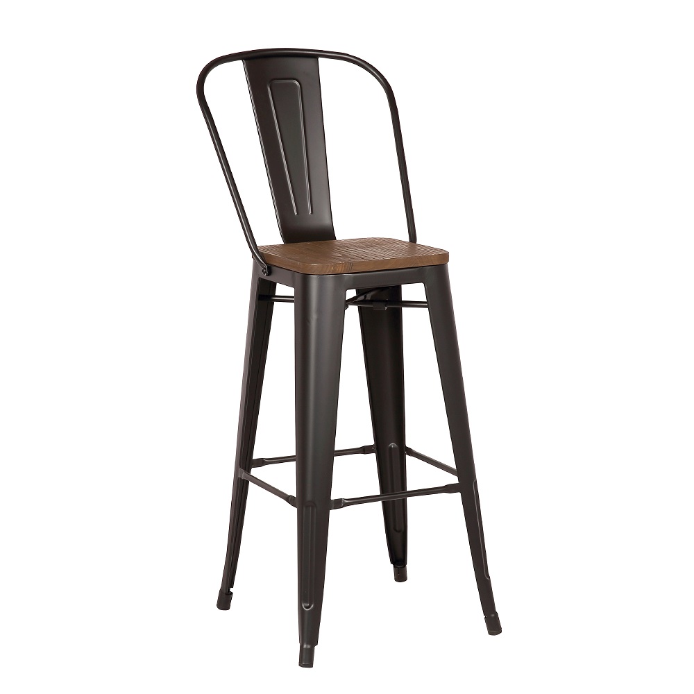 Tolix Barstool -wooden seat