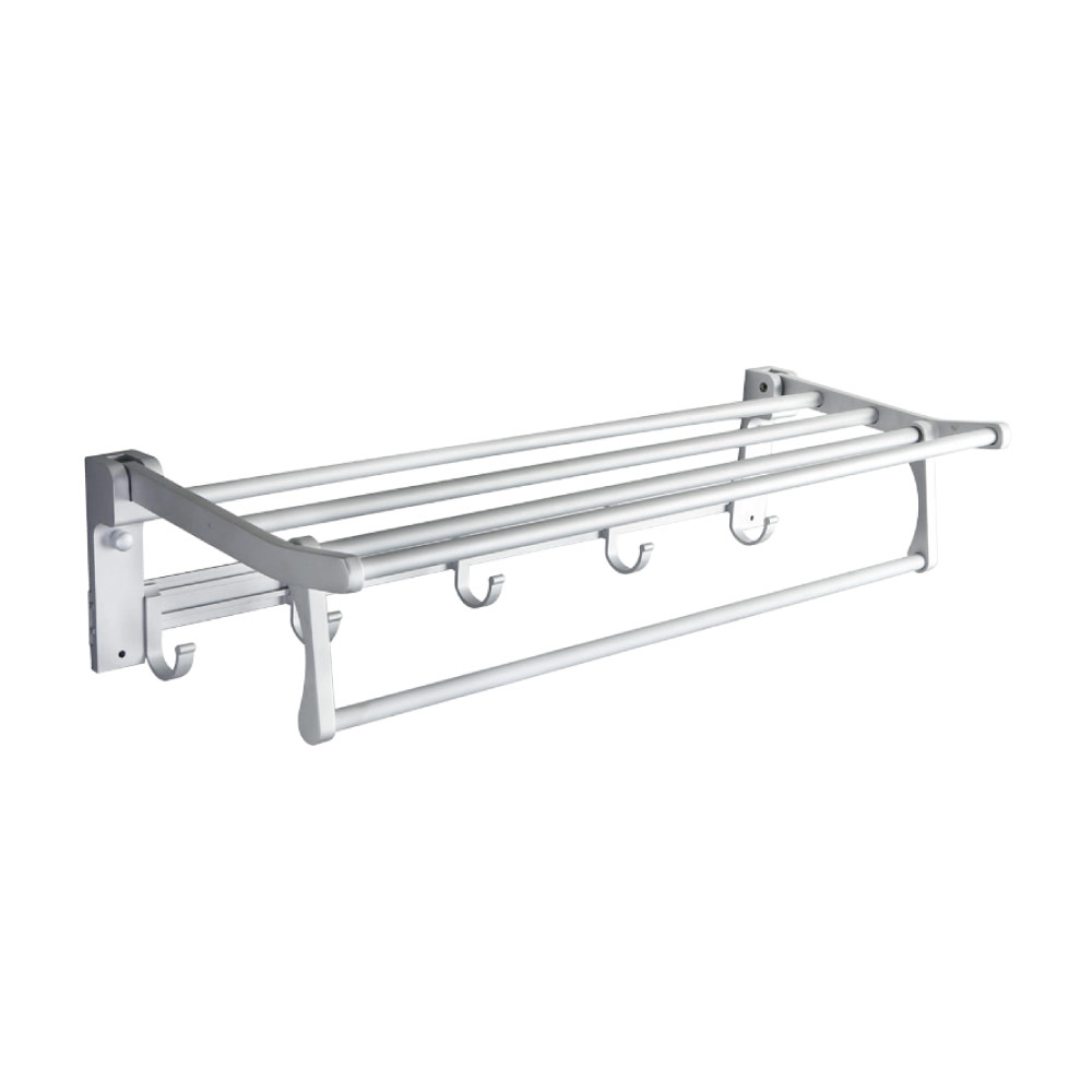 Towel Rack With Hooks & Bar